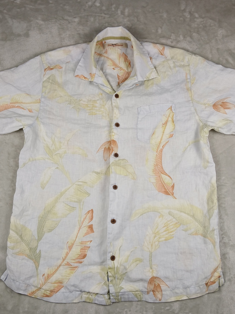 Tommy Bahama 100% Linen Button Up Shirt S Men's Short Sleeve Hawaiian Floral
